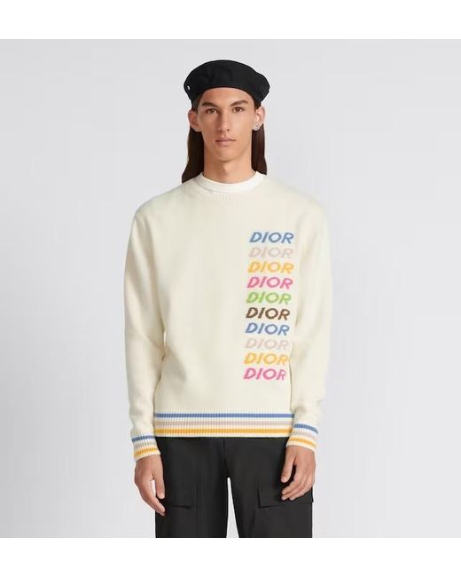 Dior White Homme Crewneck Long-Sleeved Jumper for men