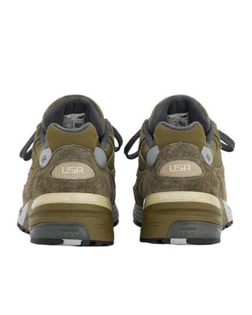 New Balance Green 992 Logo Patch Lace-Up Sneakers for men
