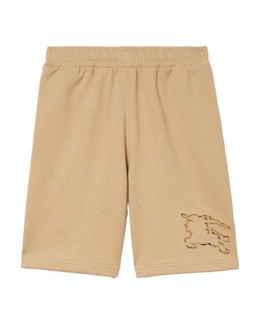 Burberry Natural Equestrian-Knight Detailed Knee-Length Track Shorts for men
