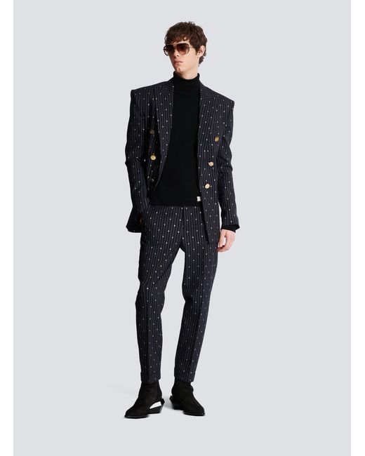 Balmain Blue Turtleneck Knitted Jumper for men