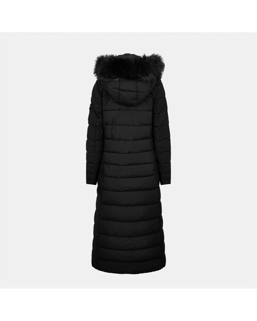 Ralph Lauren Black Real Leather Long Puffer Jacket