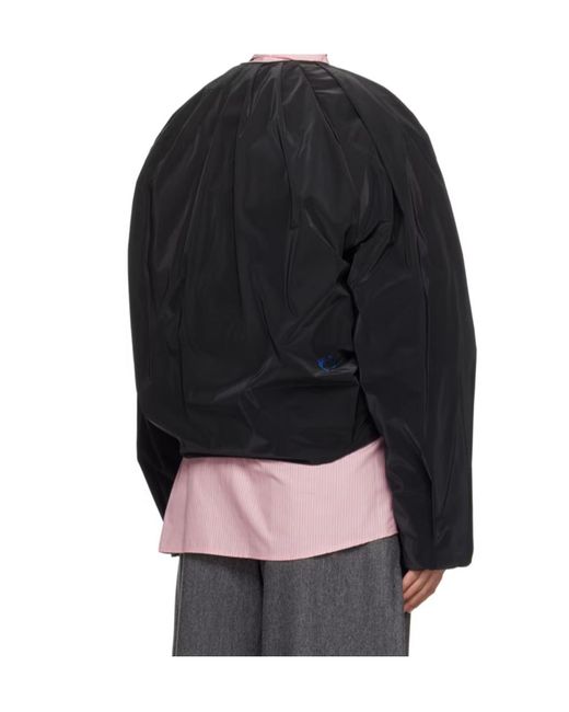 Adererror Black Round-Collar Pleated Down Jacket