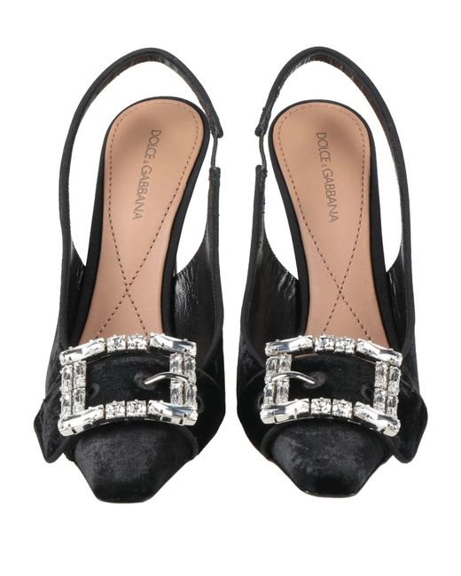 Dolce & Gabbana Black Velvet Pointed Rhinestone High Heels
