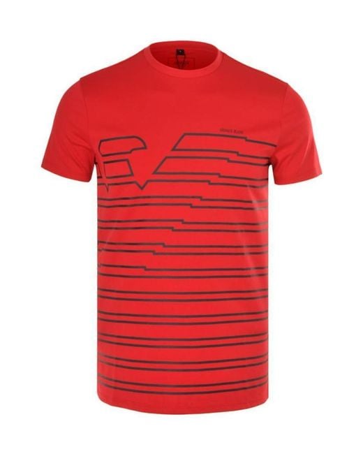 Armani Jeans Red Logo Pattern T-Shirt for men