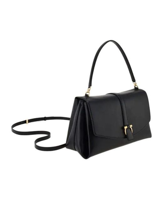 Ferragamo Black Ferragamo Front Flap Large Shoulder Bag