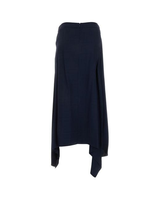 Stella McCartney Blue Button-Detailed Asymmetric Skirt
