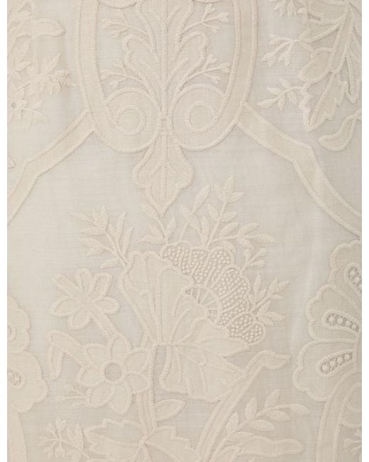 Zimmermann Natural Ottie Floral-Embroidered Midi Skirt