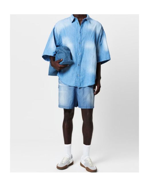 Acne Blue Logo Denim Shorts for men