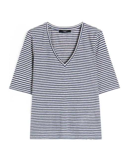 Weekend by Maxmara Blue Opzione V-Neck Striped T-Shirt