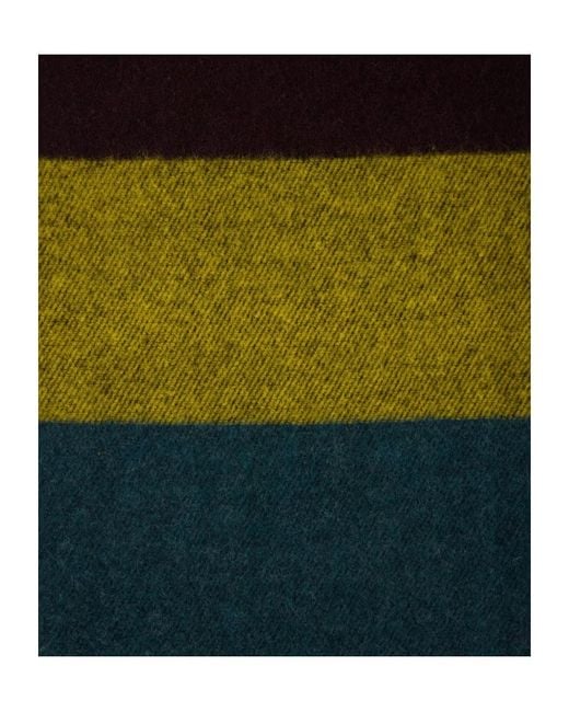 Paul Smith Blue Multicolour Block Stripe Wool Scarf for men