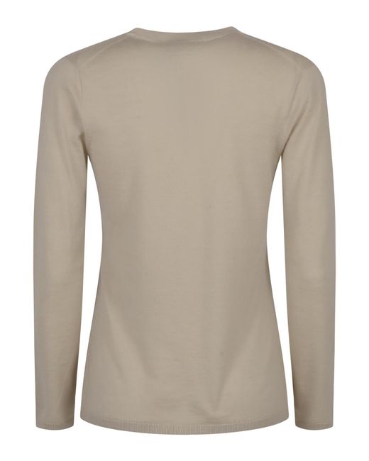 Max Mara Gray V-Neck Long-Sleeved Jumper