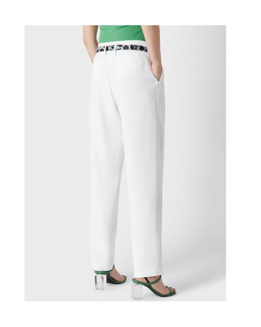 Giorgio Armani White Logo Casual Pants