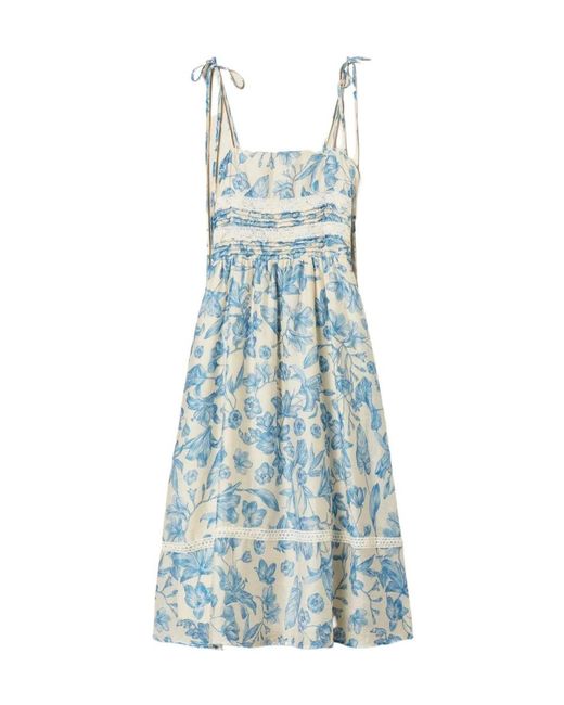 Twinset Blue Floral-Pattern Midi Dress