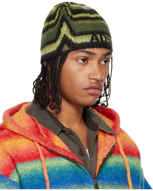 ANDERSSON BELL Green Painted Wool Hat for men