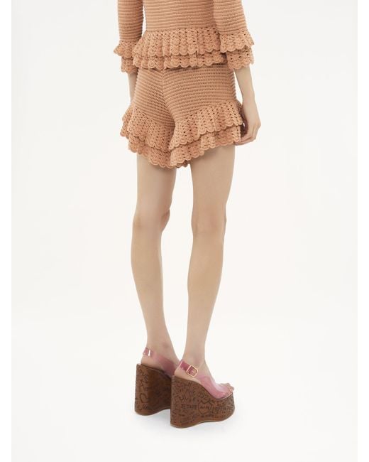 Chloé Natural Ruffled Mini Shorts