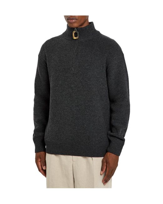 J.W. Anderson Black Ribbed Half-Zip Wool And Cotton-Blend Jumper for men