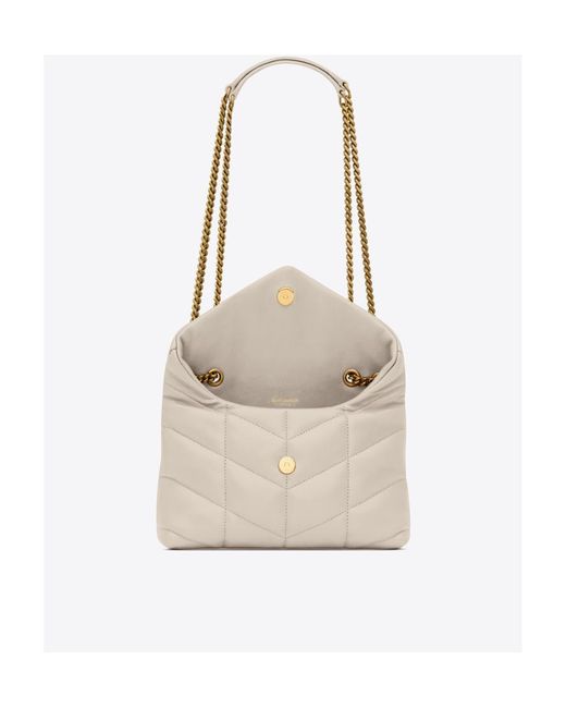 Saint Laurent White Toy Quilted Puffer Shoulder Bag