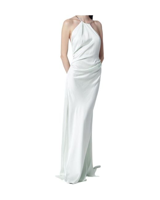 Victoria Beckham White Aloe-Coloured Long Dress With Chain Detail