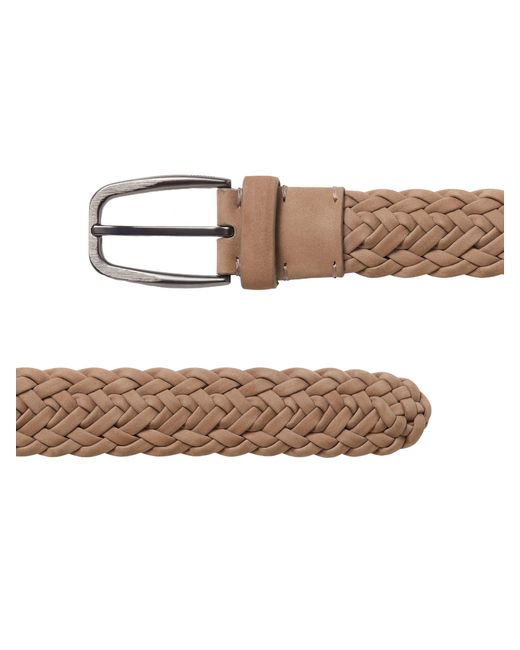 Zegna Brown Braided Nubuck Belt