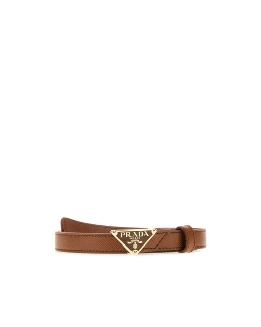 Prada Brown Belt With Triangular Logo