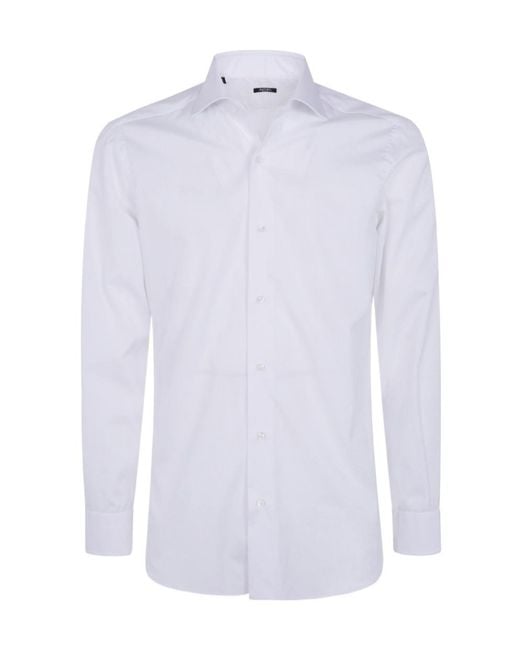 Barba Napoli White Long-Sleeved Shirt for men