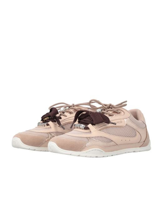 Pinko Pink Logo Detailed Lace-Up Sneakers