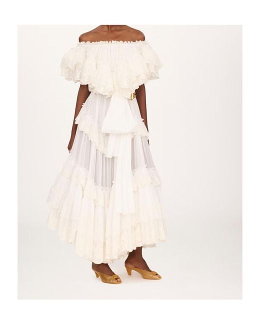 Chloé White Chloé Long Ruffled Dress