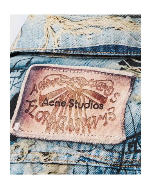 Acne Blue Printed Denim Jacket for men