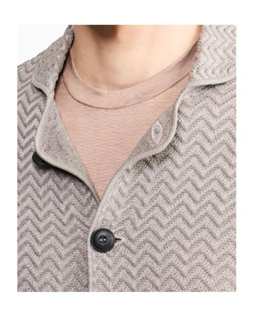 Giorgio Armani Gray Chevron Knit Jacket for men