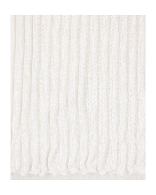 Jil Sander White Smocked Ribbed Top