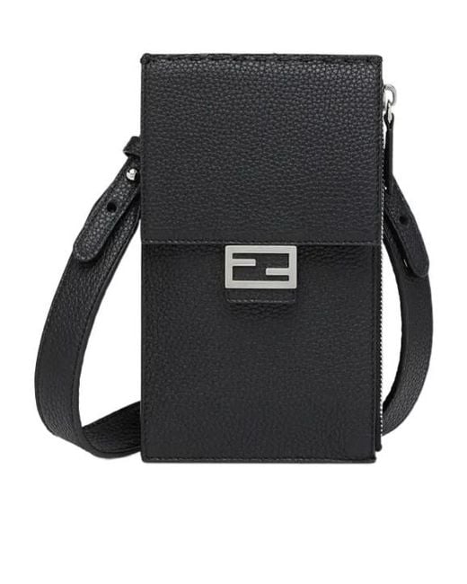 Fendi Black Baguette Phone Crossbody Bag for men