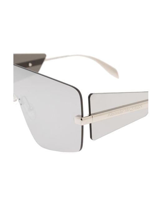 McQueen White Eyewear Futuristic Shield Sunglasses for men