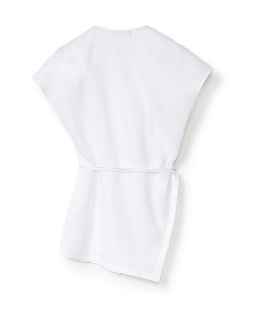 Fabiana Filippi White Side Tied Asymmetric Chambray Wrap Blouse