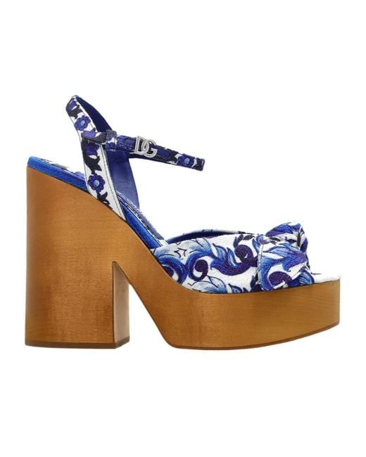 Dolce & Gabbana Blue Majolica Printed Sandals