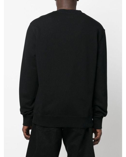 Lanvin Black Logo Embroidered Crewneck Sweatshirt for men