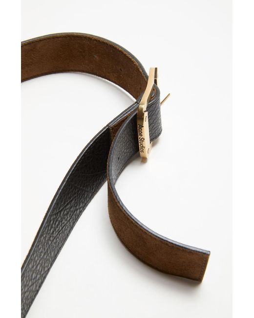 Acne Brown Square-Buckle Leather Belt for men