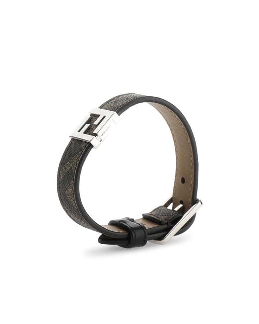 Fendi White Ff Logo Pattern Bracelet for men
