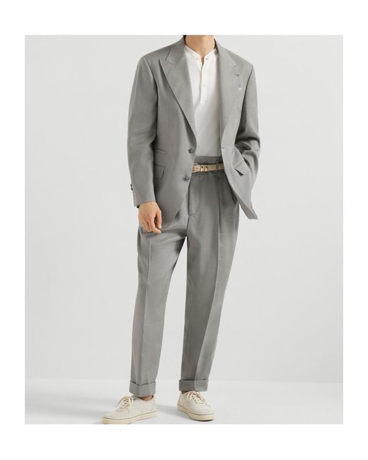 Brunello Cucinelli Gray Peak-Lapel Blazer for men