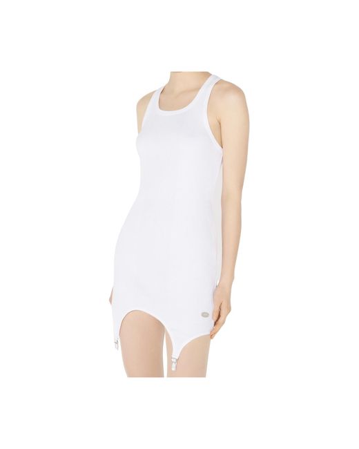 Jean Paul Gaultier White Ribbed Mini Dress