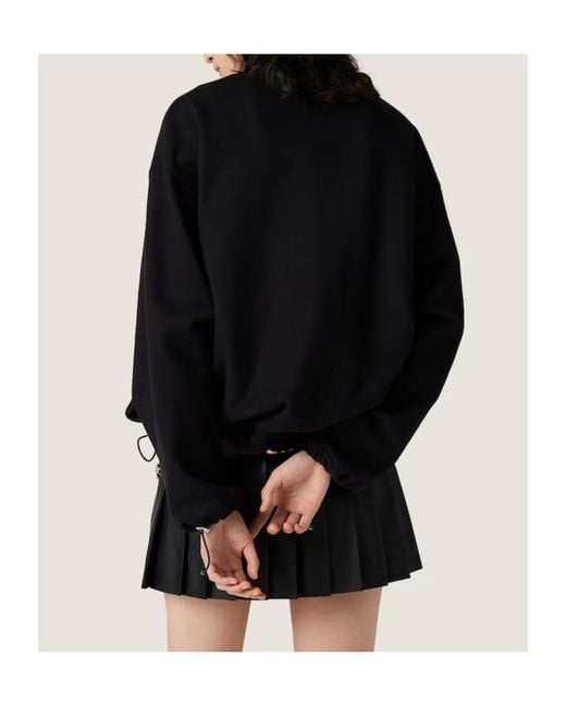 Miu Miu Black Cotton Fleece Zipper Sweatshirt