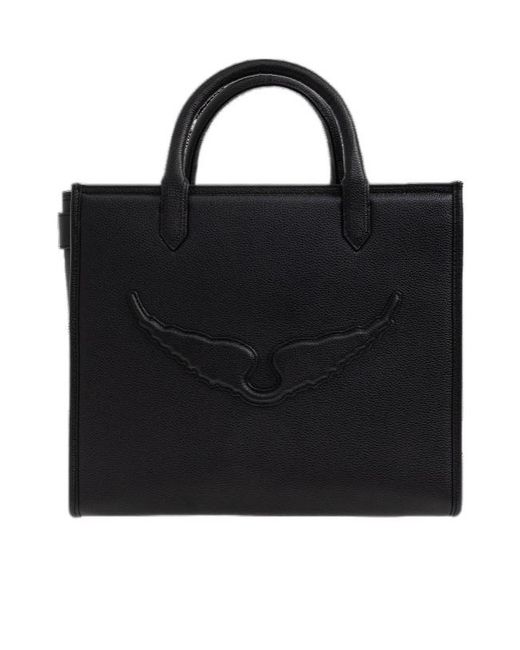 Zadig & Voltaire Black Angel Grained-Leather Tote Bag