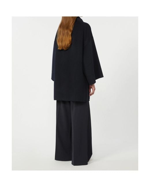 Weekend by Maxmara Blue Mandarin Collar Relaxed Coat