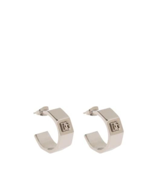 Dolce & Gabbana White Logo Embossed Earrings for men