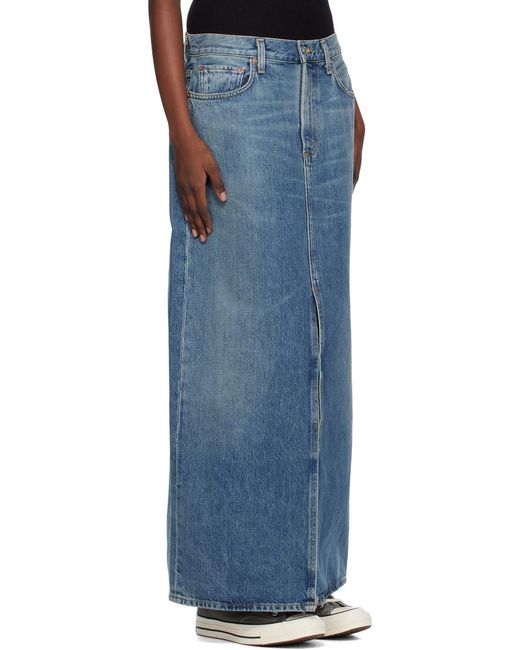 Agolde Blue Leif Denim Maxi Skirt
