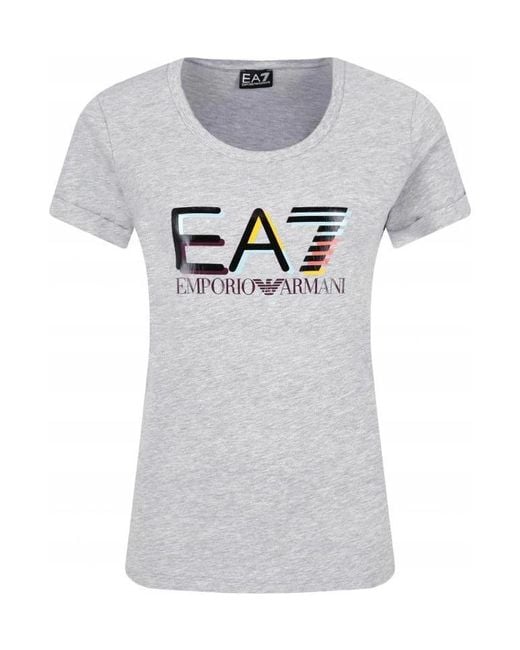 EA7 Gray Logo Printed T-Shirt