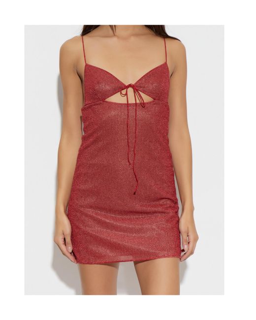 Oseree Red Suspender Dress