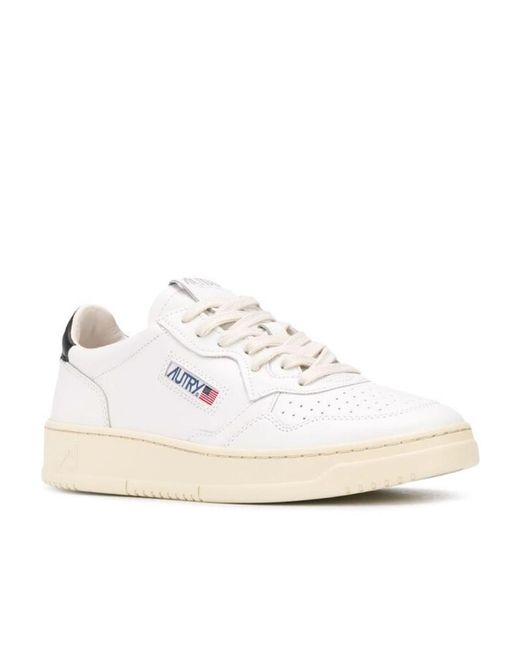 Autry White Medalist Lace-Up Sneakers for men
