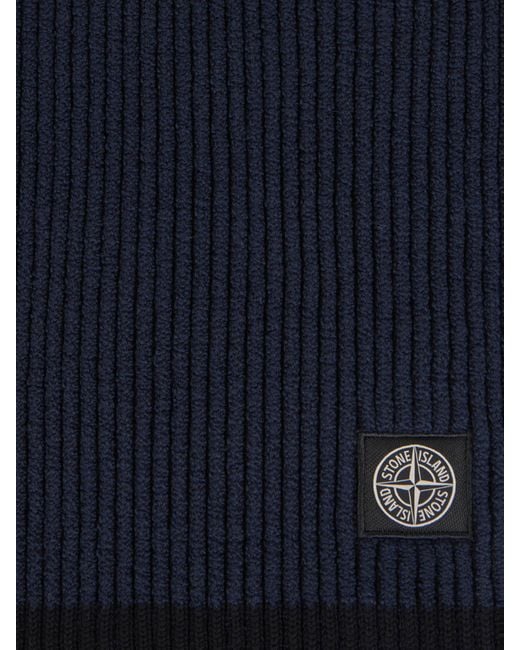 Stone Island Blue Logo Patch Scarf for men