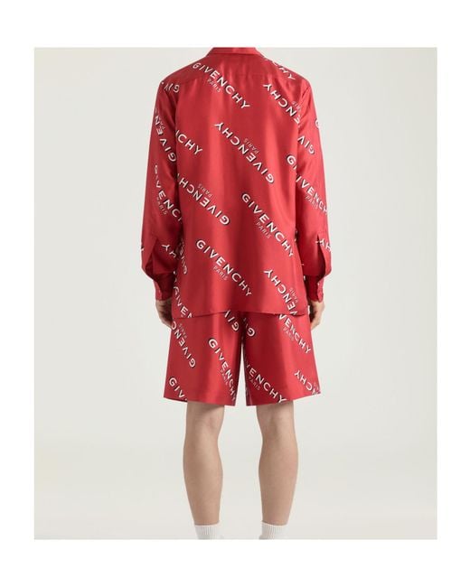 Givenchy Red Logo Shadow Printed Bermuda Shorts for men