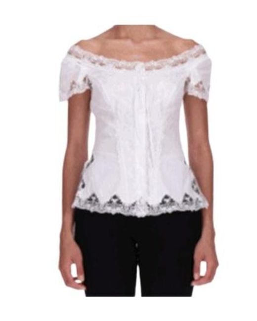 Ermanno Scervino White Lace-Trim Blouse